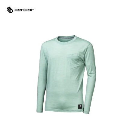 男款 Air Traveller美麗諾羊毛長袖上衣 120g｜羅勒綠