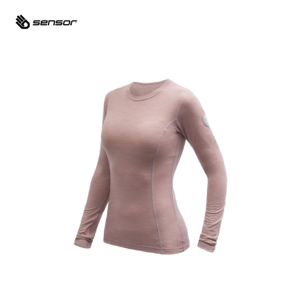 女款 Merino Air 美麗諾羊毛長袖上衣 120g｜灰粉