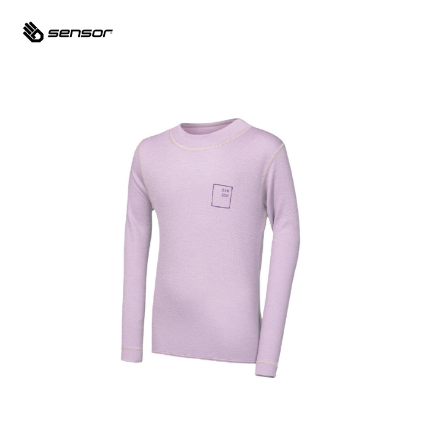 童款 Logo-Up DF 雙層美麗諾羊毛長袖上衣 170g｜紫羅蘭色