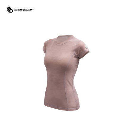 女款 Merino Air 美麗諾羊毛短袖上衣 120g｜灰粉