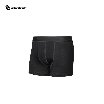 男款 Merino Active 美麗諾羊毛機能四角褲 160g｜黑色