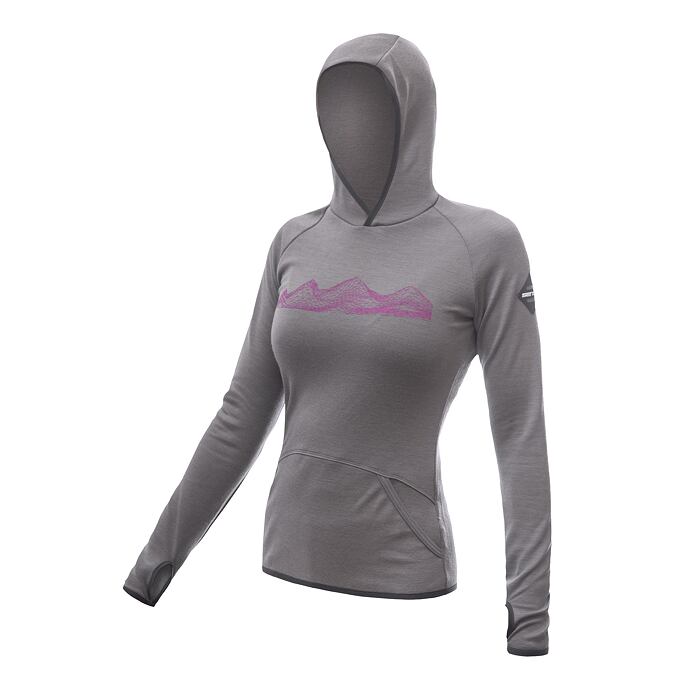 Mountains 女款連帽美麗諾羊毛長袖排汗上衣(230g)