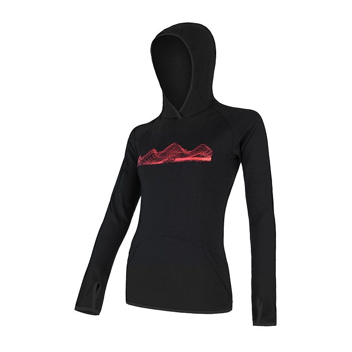 Mountains 女款連帽美麗諾羊毛長袖排汗上衣(230g)