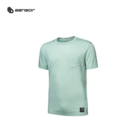 男款 Air Traveller美麗諾羊毛短袖上衣 120g｜羅勒綠