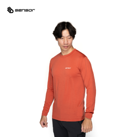 男款 Merino Active美麗諾羊毛長袖上衣 160g｜赤陶橘