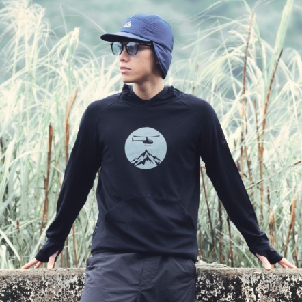 Heli 男款連帽美麗諾羊毛長袖排汗上衣(230g)