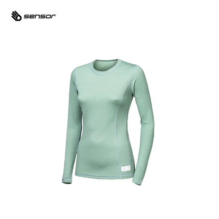 女款  DF 雙層美麗諾羊毛長袖排汗衣 170g｜羅勒綠