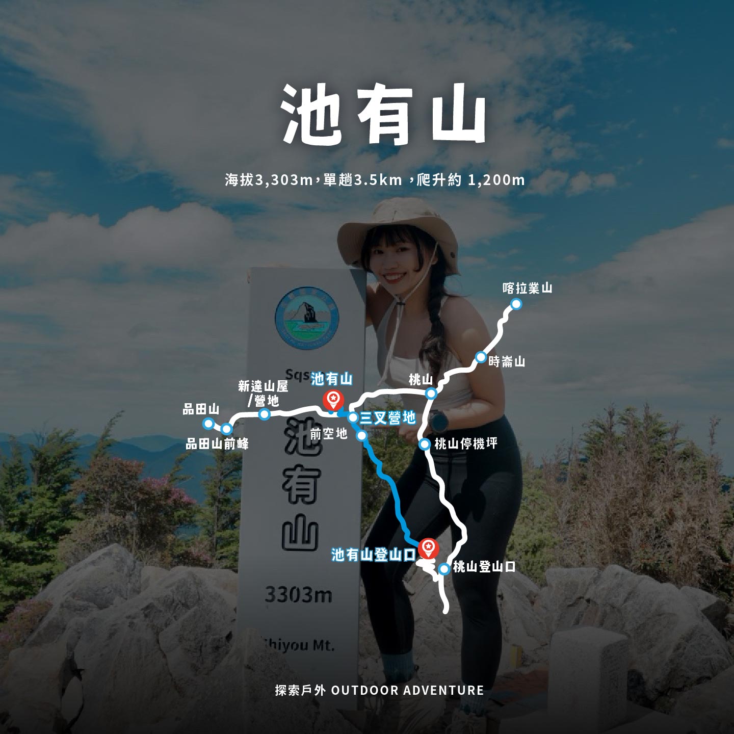 池有山石瀑地形與登山步道