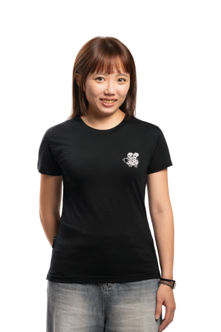 女款 美麗諾羊毛短袖上衣-島嶼生活/飛翔綿羊(120g)｜黑色